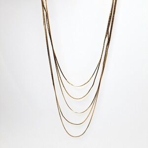 80s Vintage Gold Tone Multi Strand Layered Chain‎ Necklace Statement Jewelry